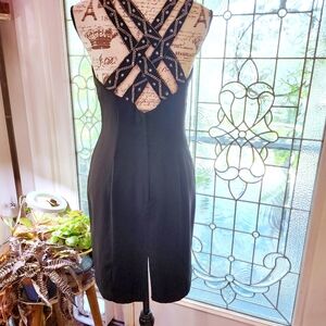 CDC Evening Little Black Dress with Sparkling  Embellished Straps, Size 8